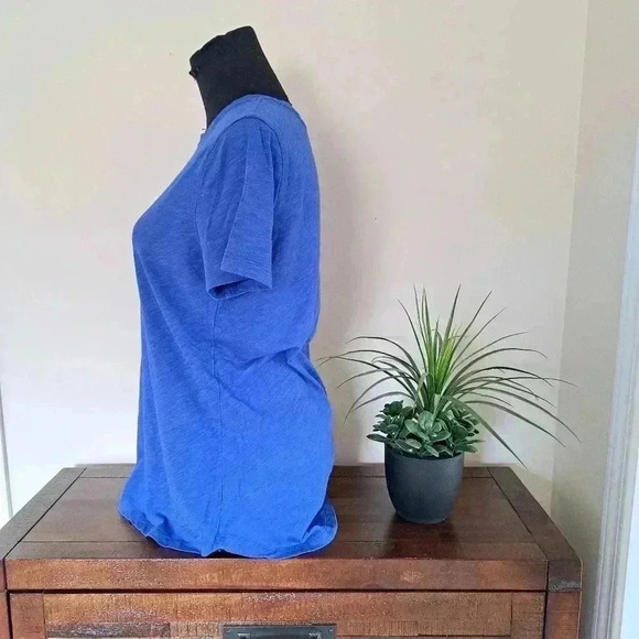 ❤️ Black Bow Blue Tee Small Slub Knit T-shirt Short Sleeved Crewneck Top - Picture 2 of 6